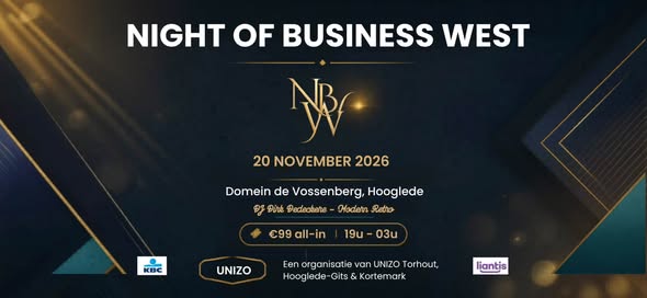 Officiële uitnodiging Night of Business West op 20 november 2026